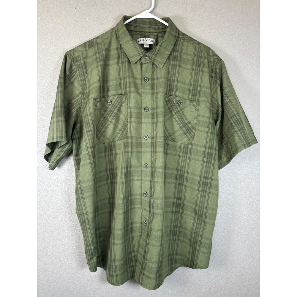 Orvis Classic Collection Mens XL Green Plaid Short Sleeve Button Down Shirt